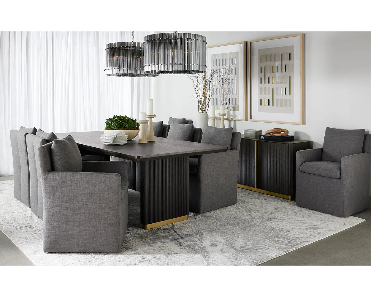 Glenrose Wheeled Dining Armchair | Effie Smoke