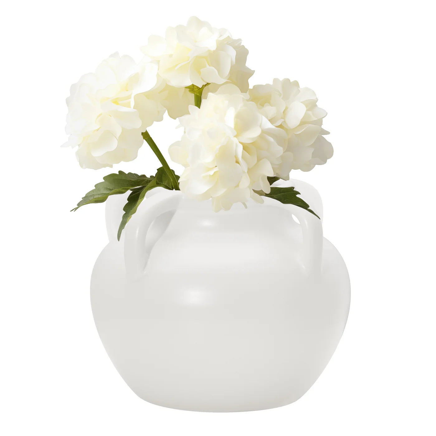 Capri Four Handle Ceramic Pot Urn Vase | Matte White