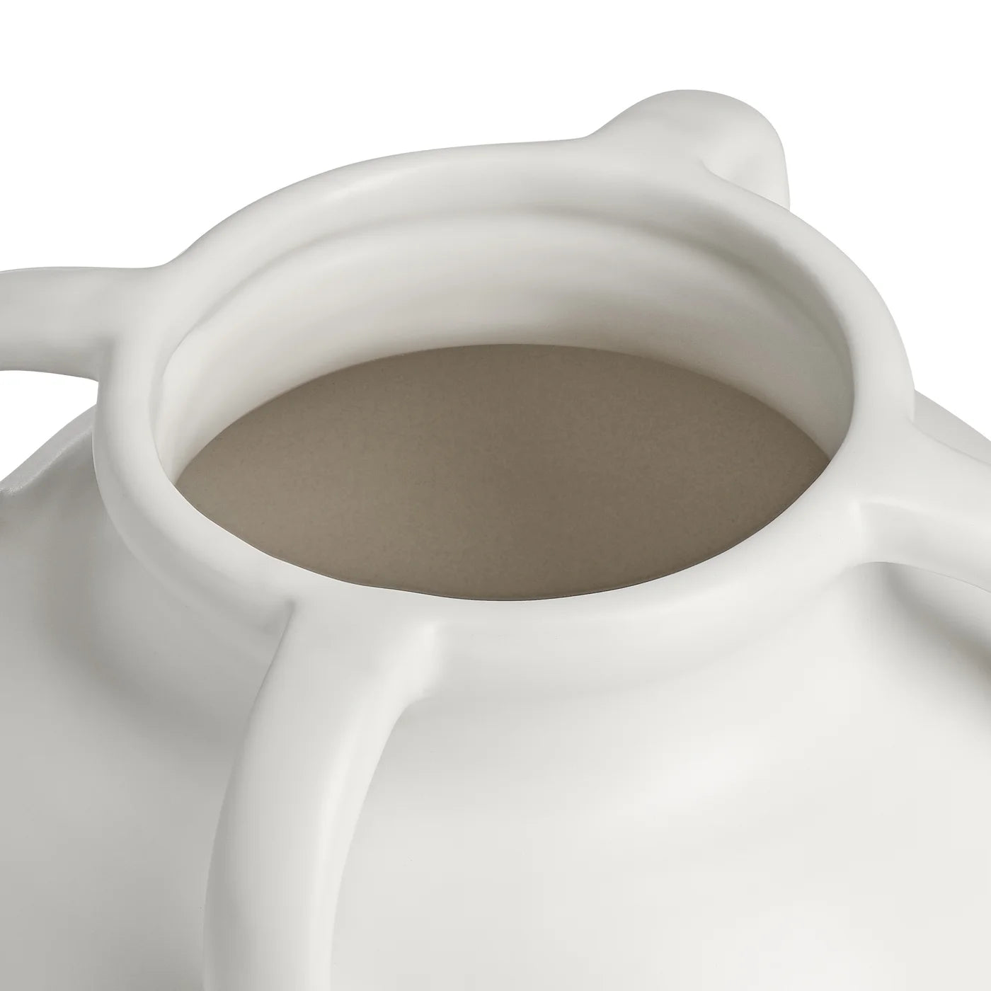Capri Four Handle Ceramic Pot Urn Vase | Matte White