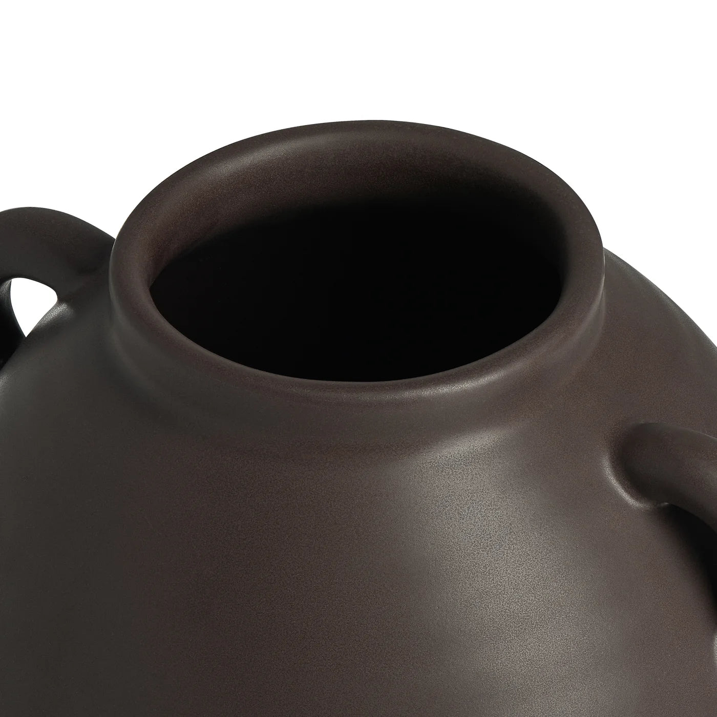 Capri Double Handle Ceramic Oval Urn Vase | Matte Brown