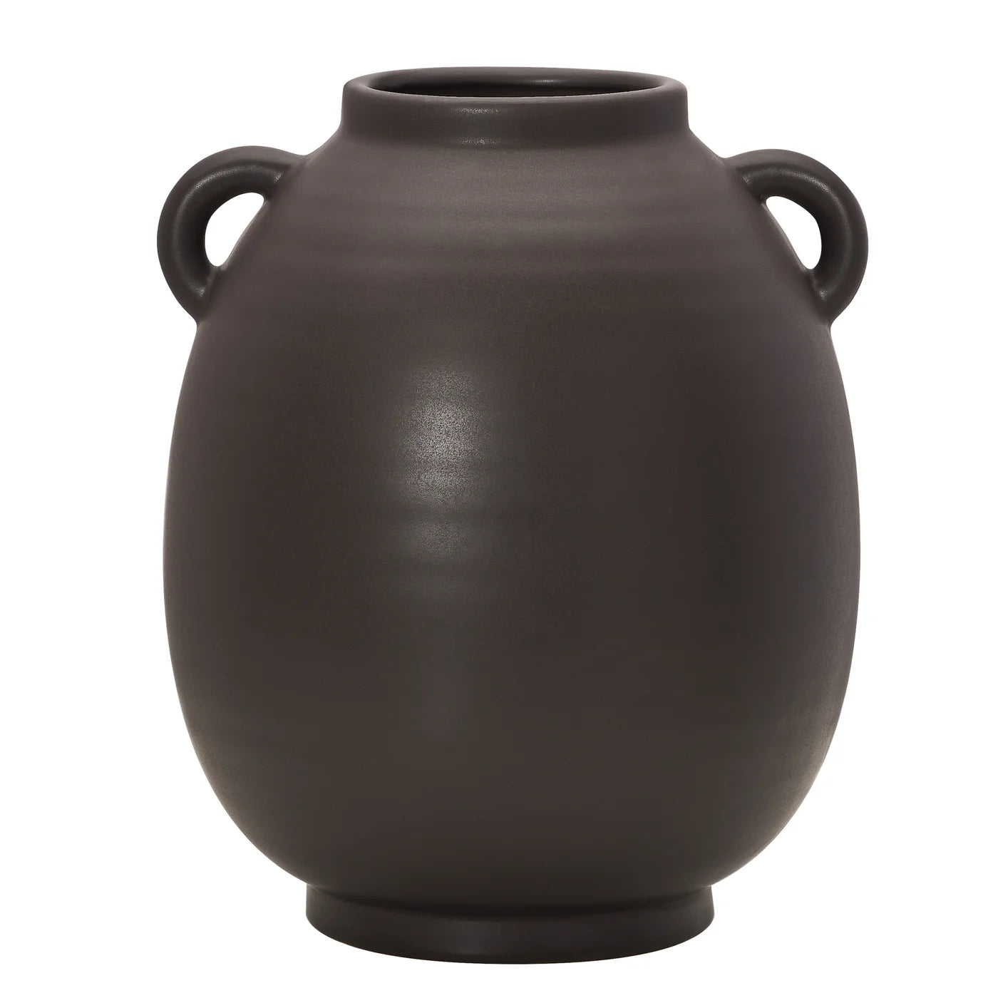 Capri Double Handle Ceramic Oval Urn Vase | Matte Brown