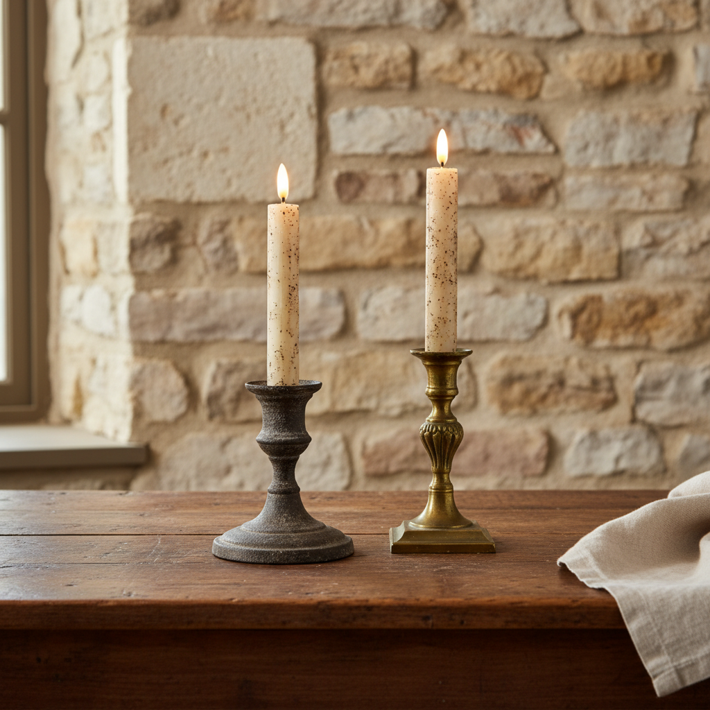 3D LED Flame Cream Taper Candles - European Stone House