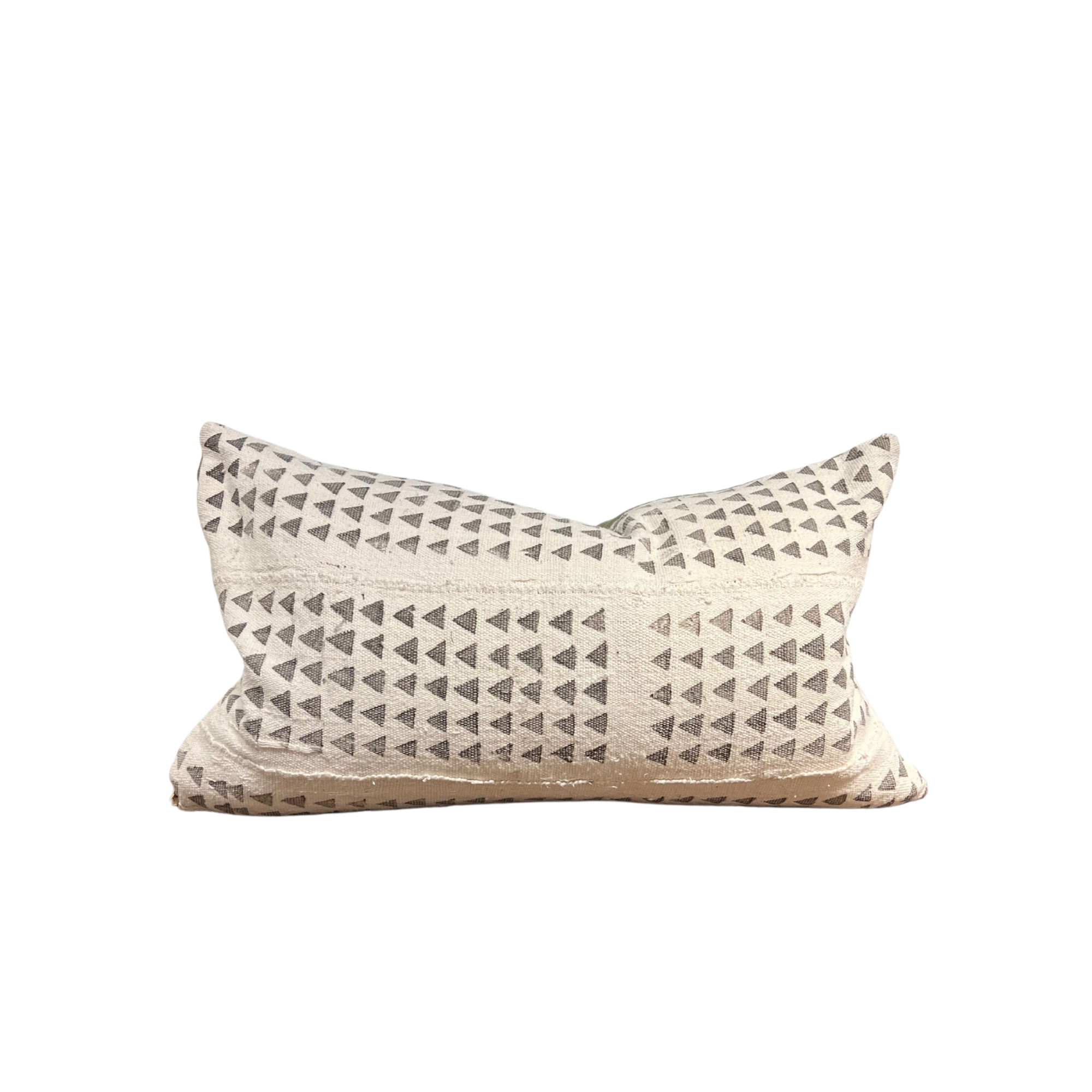 Mudcloth Lumbar Pillow | Off-White with Grey Triangles