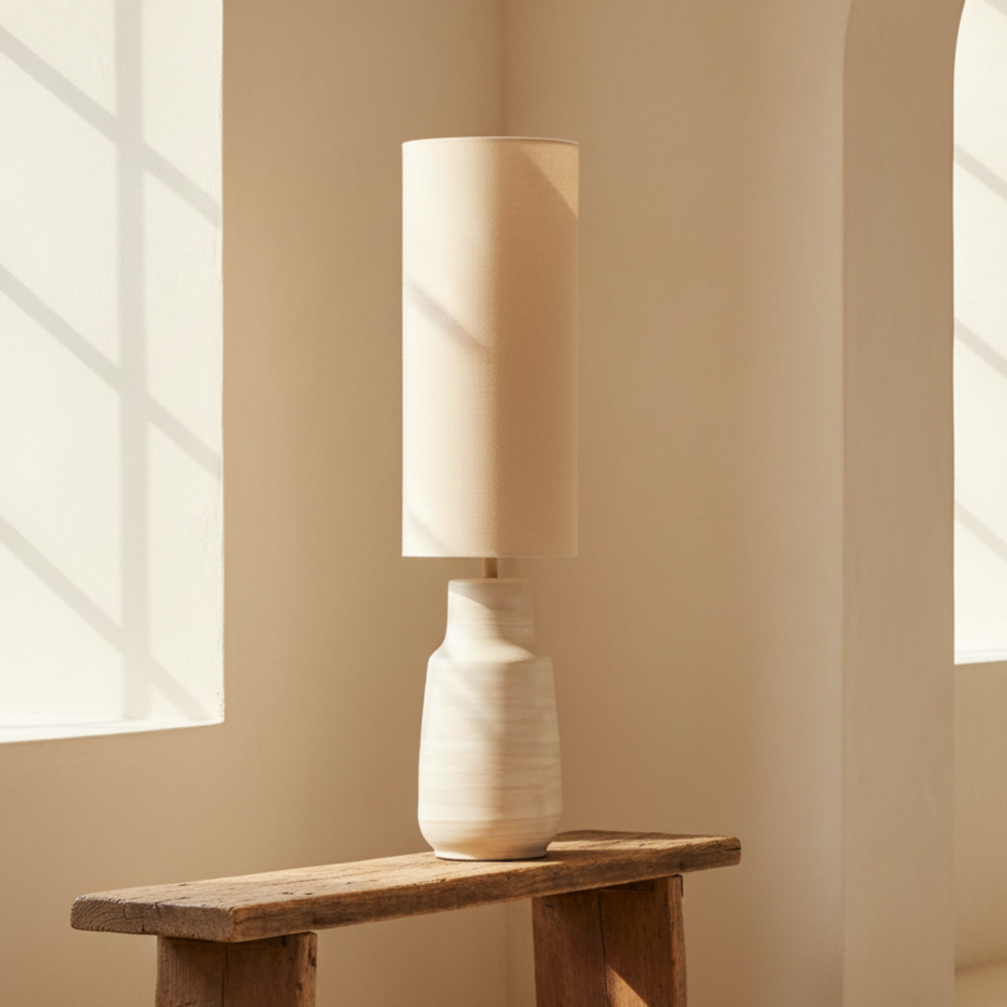 Ceramic Floor Lamp with Linen Shade