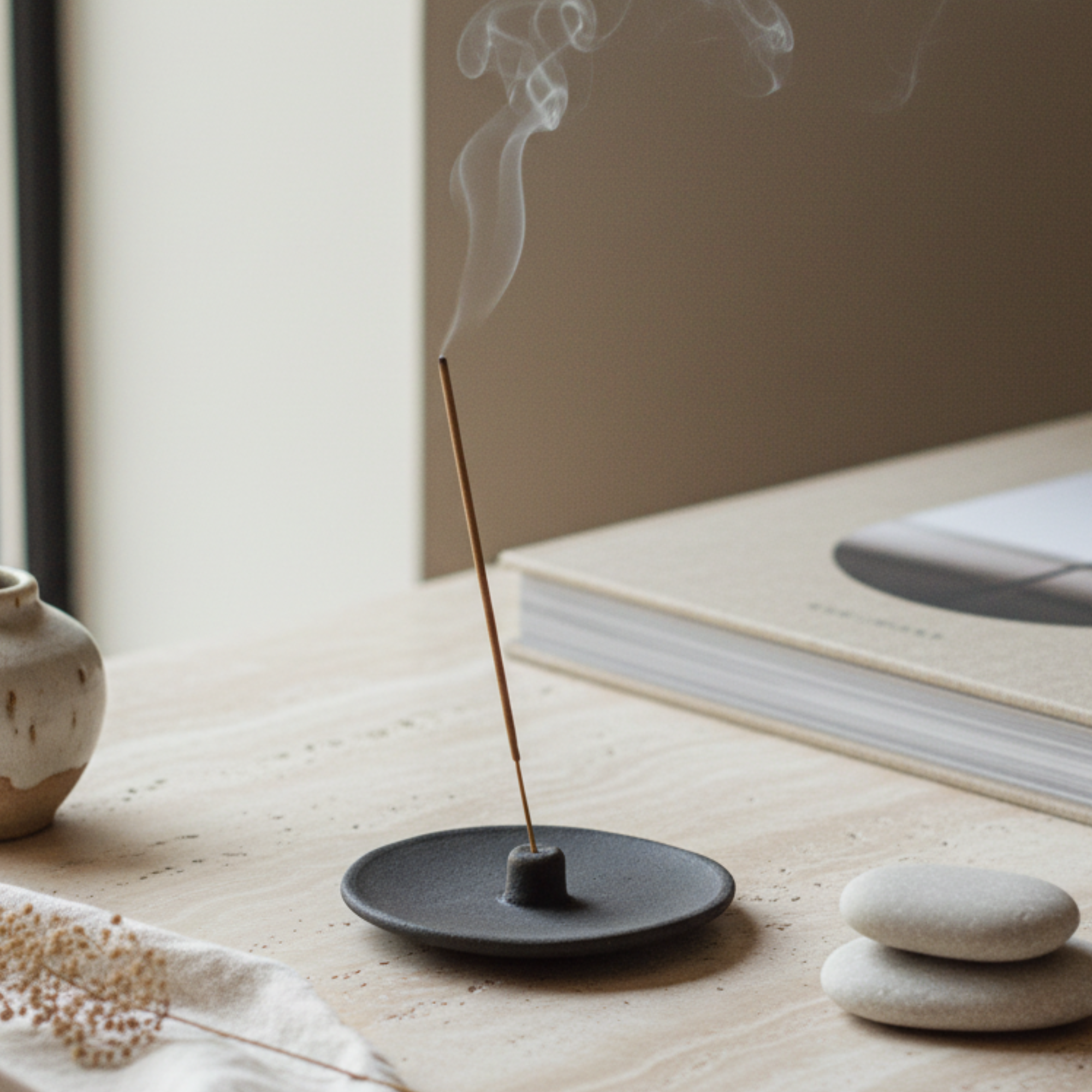Raw Black Clay Incense Holder