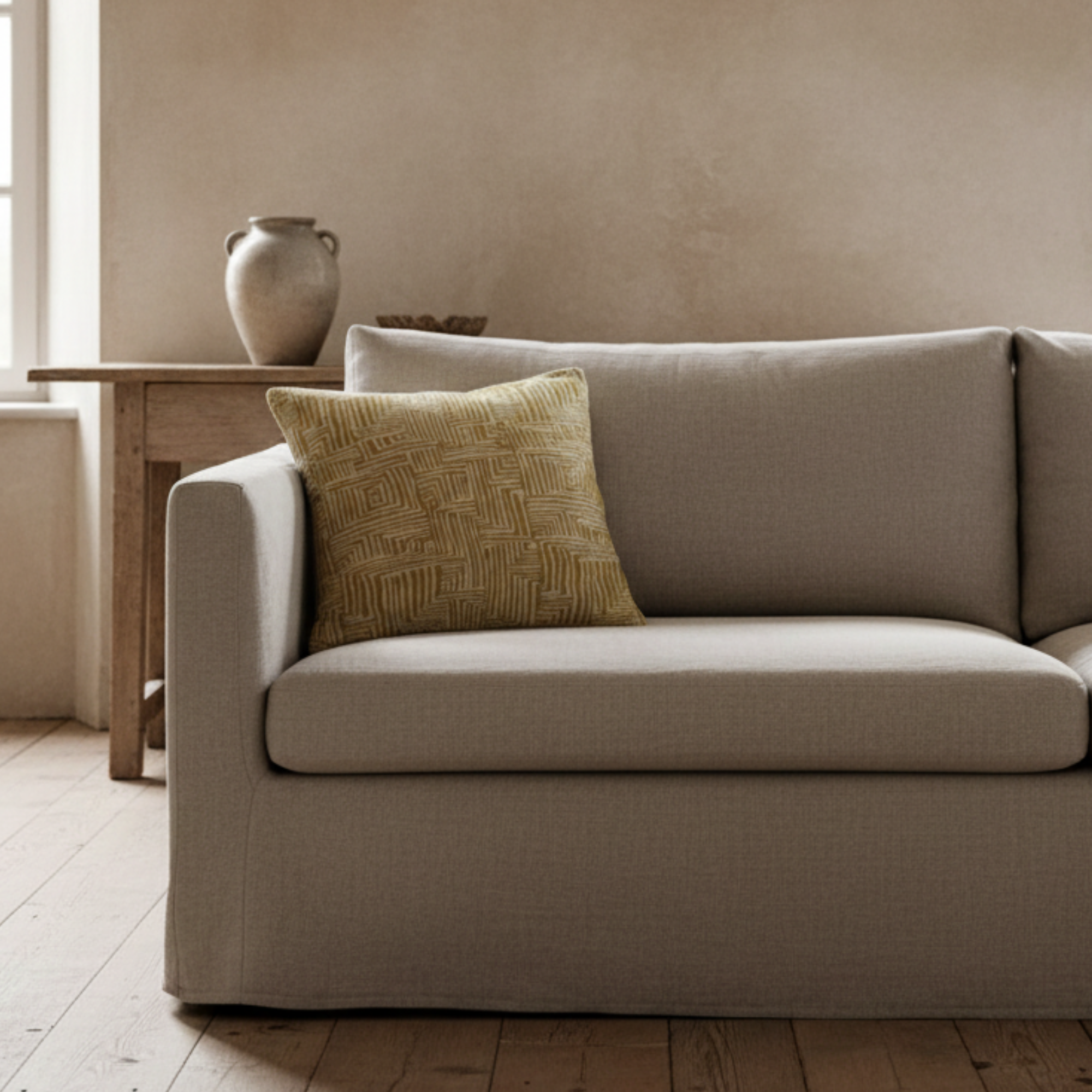 Kuba Cloth Pattern Pillow | Mustard & Cream