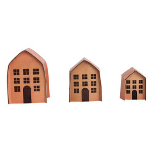 Leather Buff Houses | Set of 3