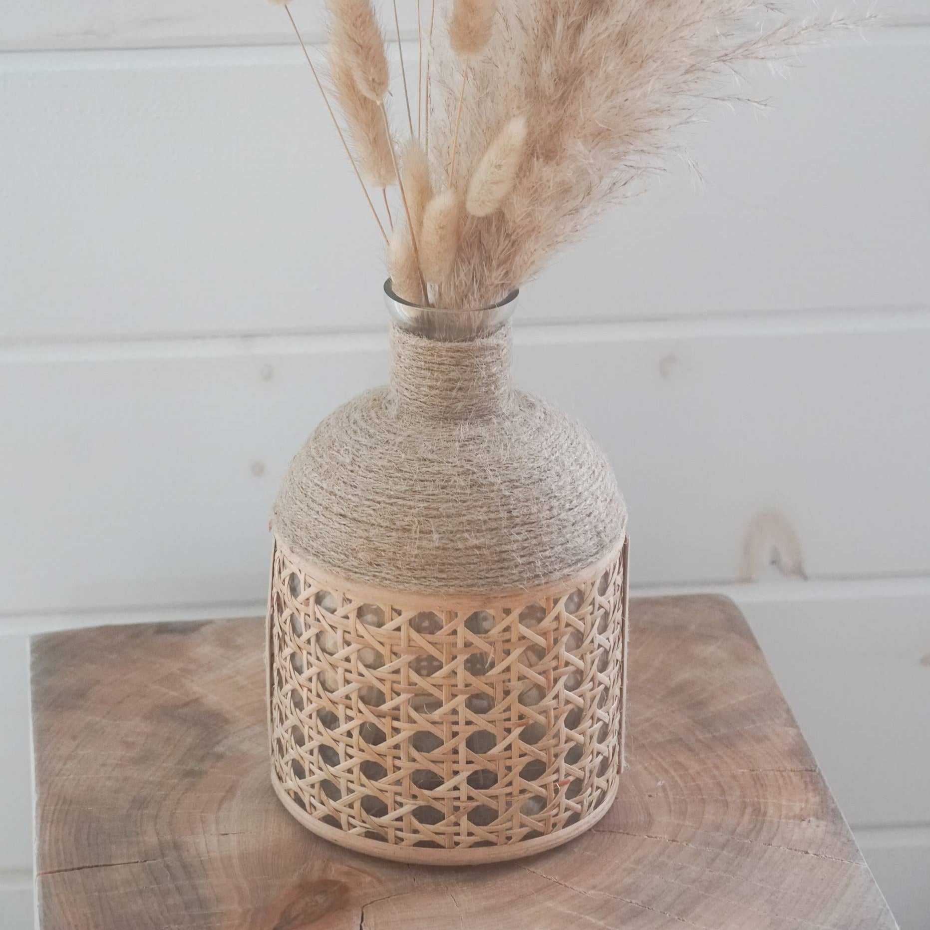Cane Wicker + Seagrass Vase