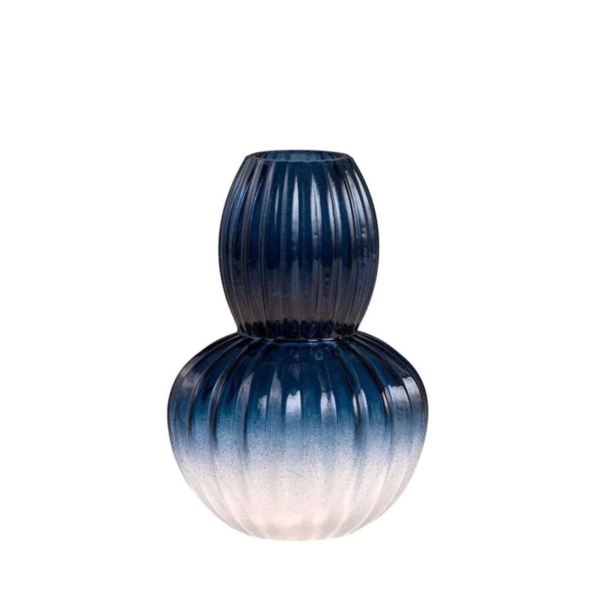 Indigo Ridged Frosted Vase