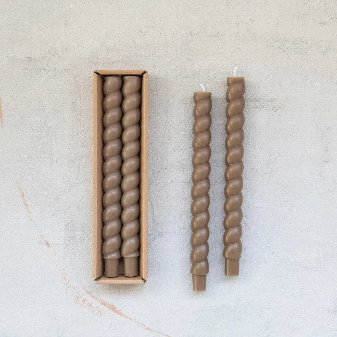 Unscented Twisted Taper Candle | Olive