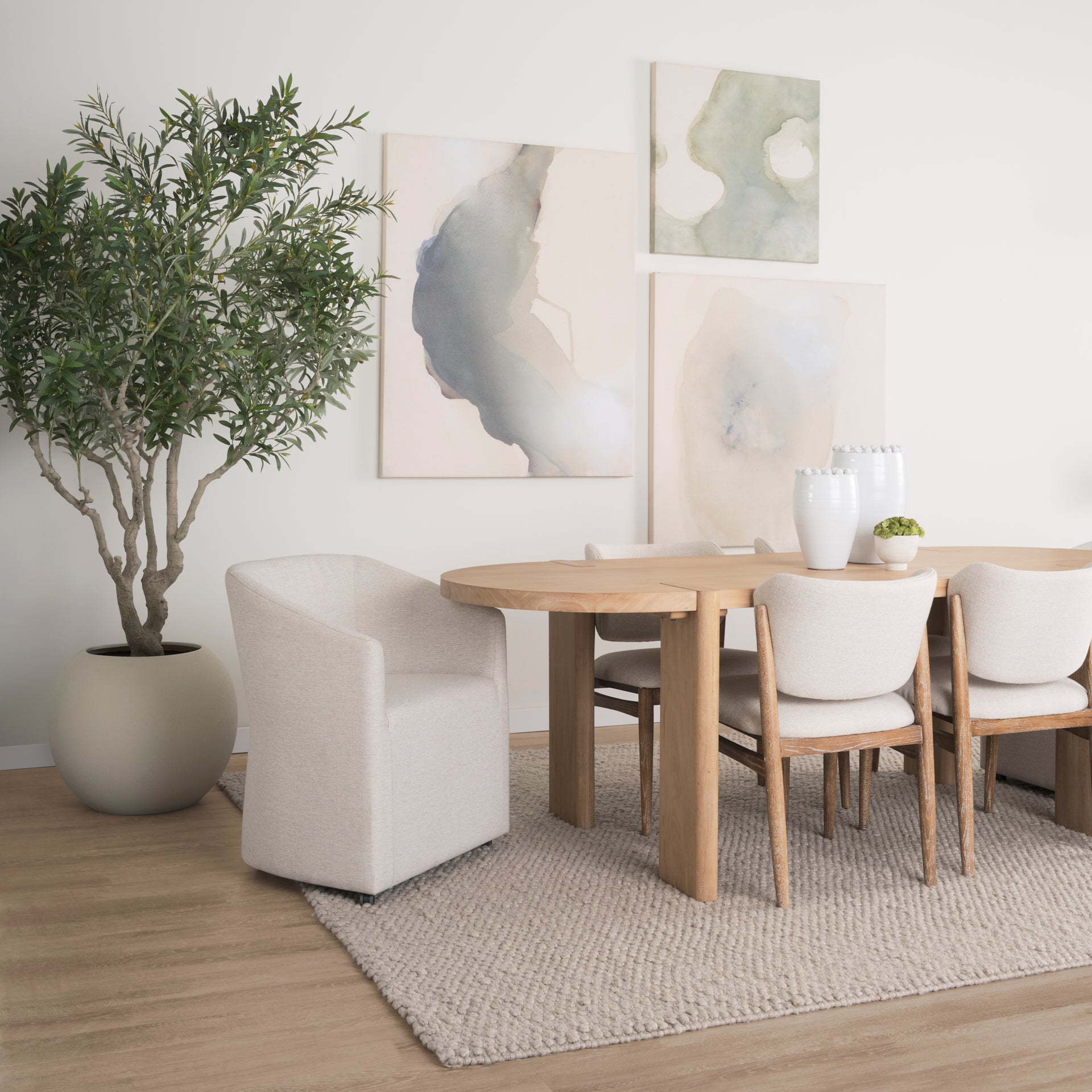 Sohan Light Brown Wood Oval Dining Table