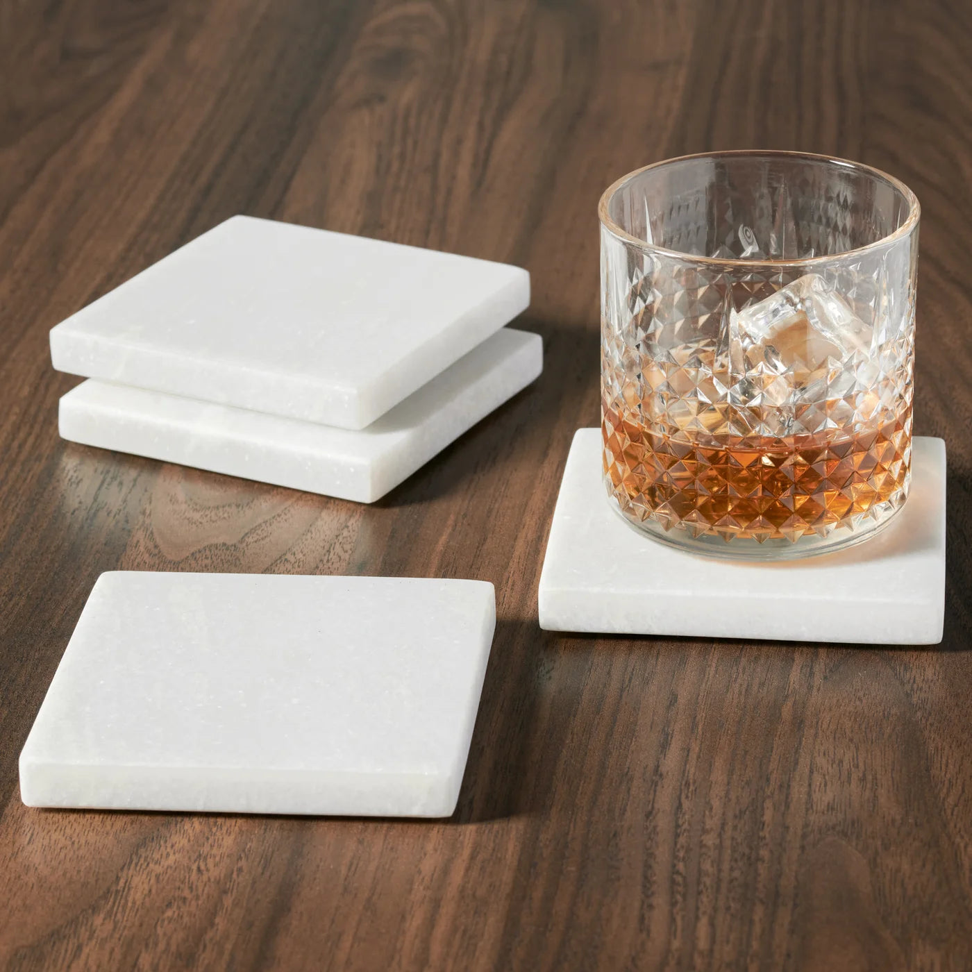 Marble 4 Piece Square Coaster Set