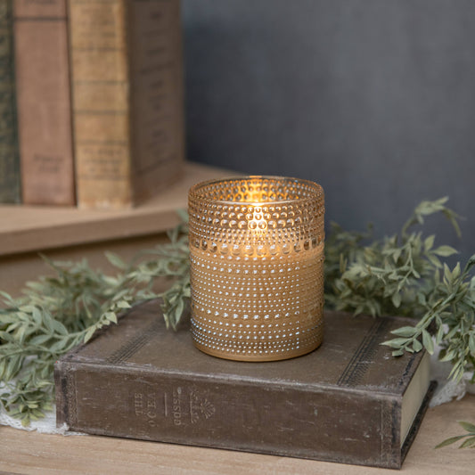 Champagne Dotted Glass 3D Flame Candle | 4