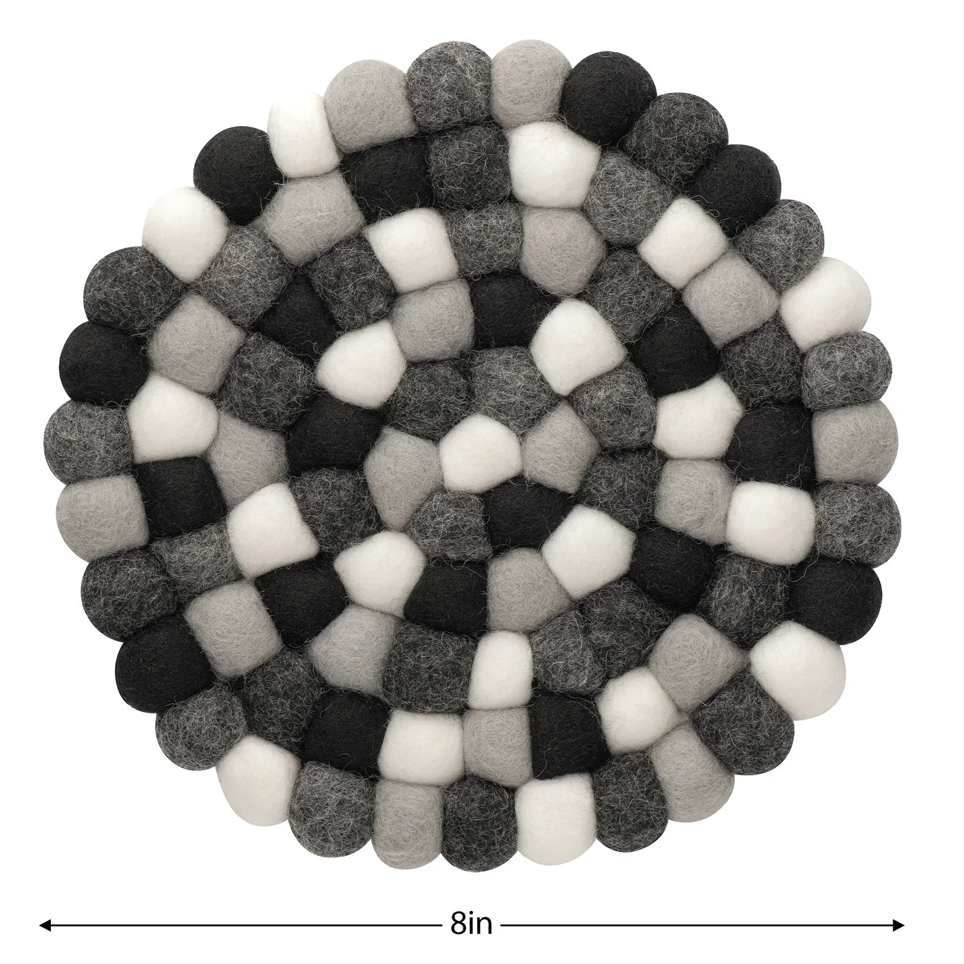 MODWOOL Felt Ball Round 8" Trivet | Black/White/Grey