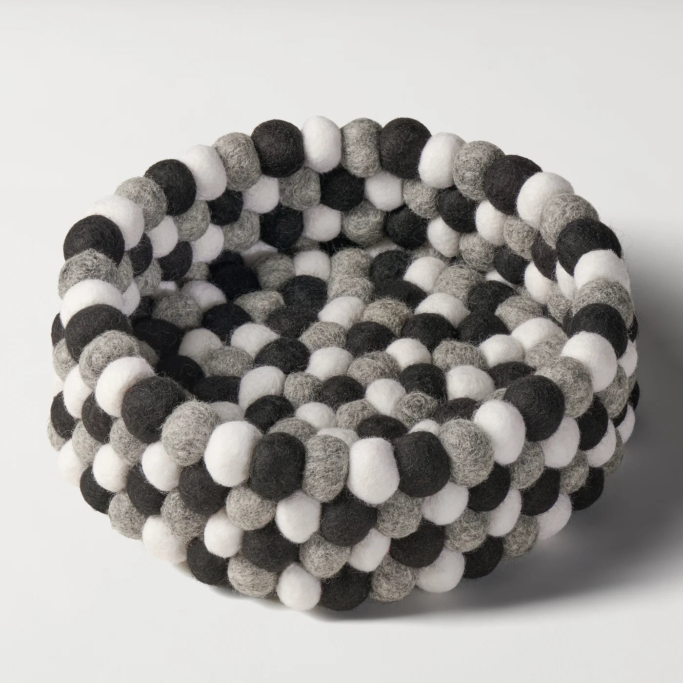 MODWOOL Felt Ball 9" Diameter Decor Bowl | Black/White/Grey