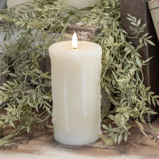 Cream 3D Flame Pillar Candle | 6