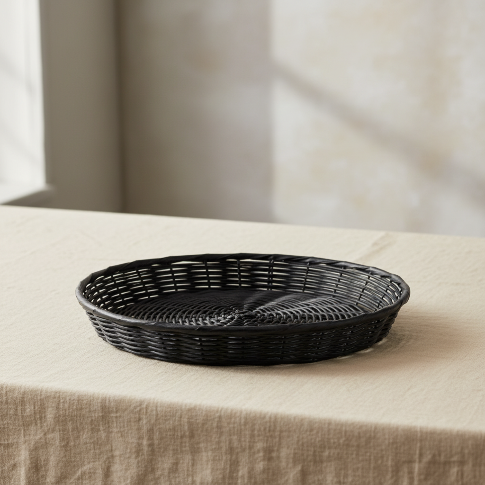 Round Poly Basket Tray | Black