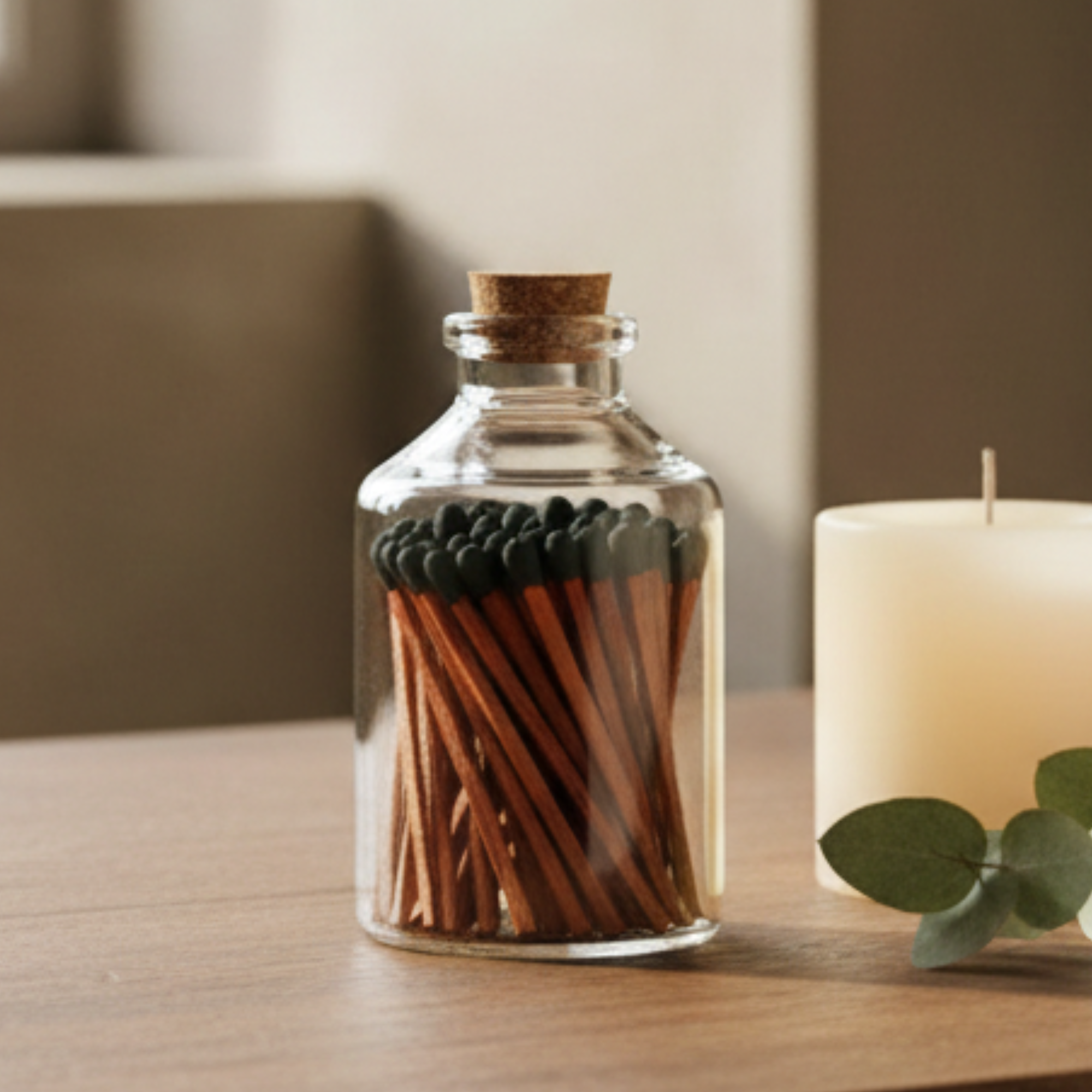 Dark Wood Black Tip Matches