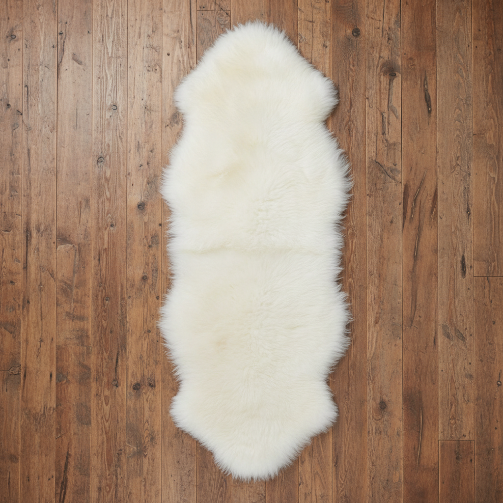 White Double Icelandic Sheepskin Throw Rug