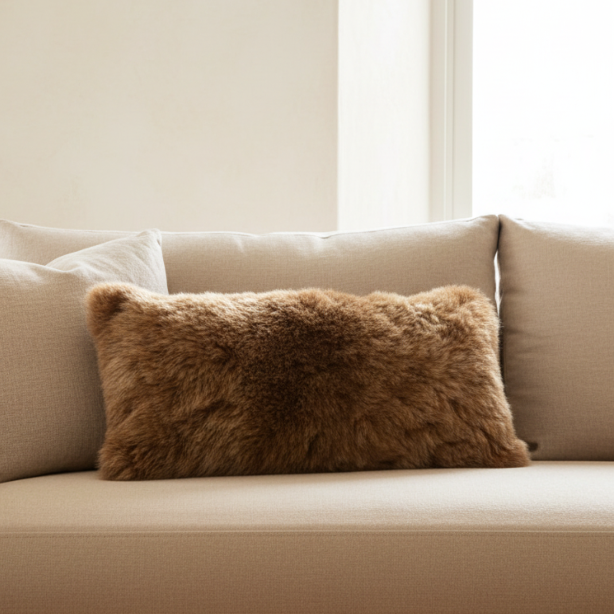Shorn Brown Icelandic Sheepskin Lumbar Pillow