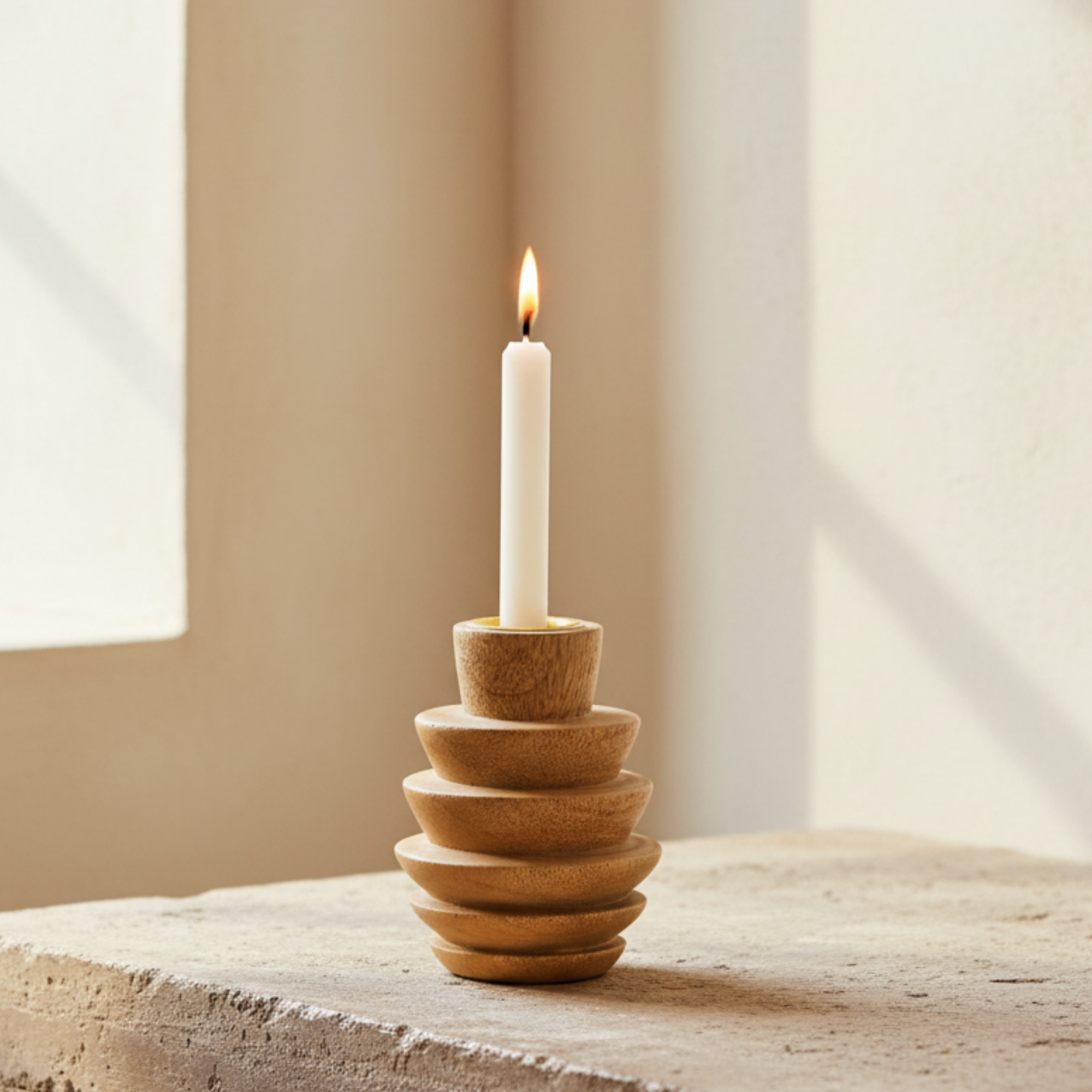Handmade Mango Wood Taper Candle Holder