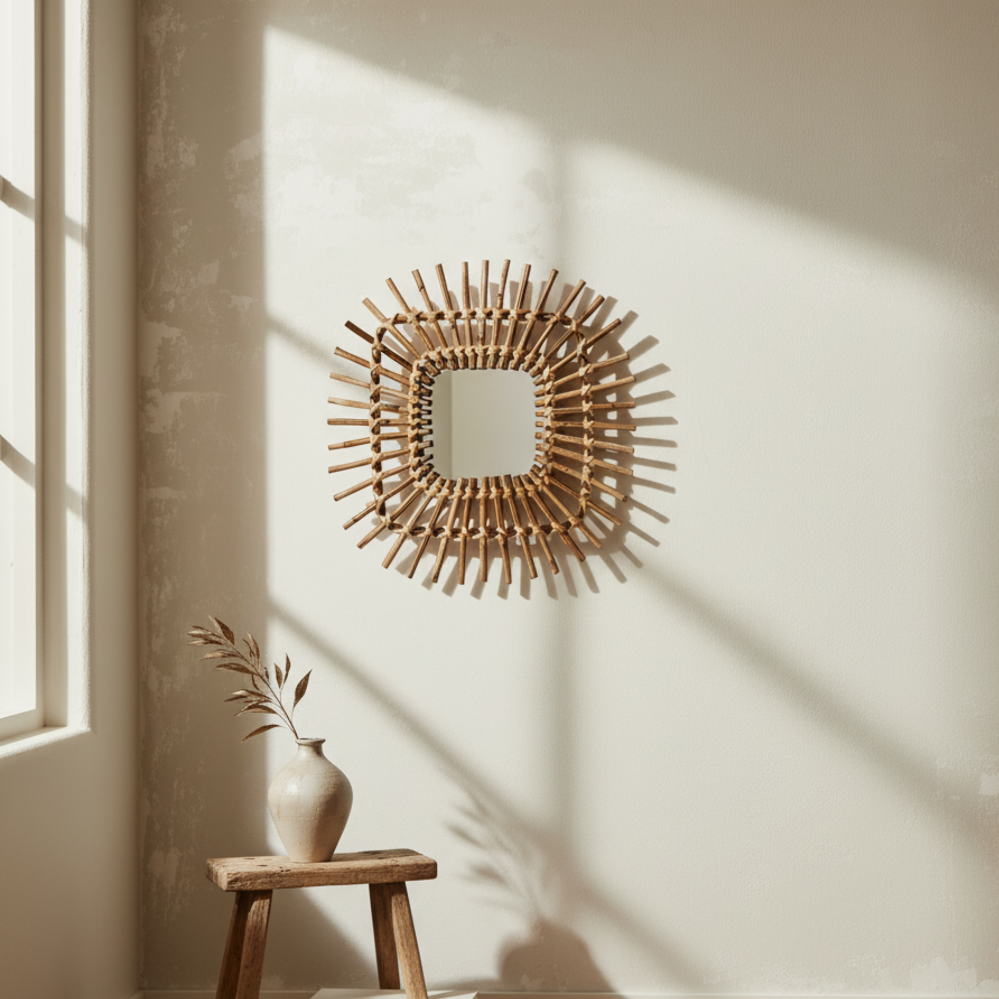 Bohemian Rattan Mirror