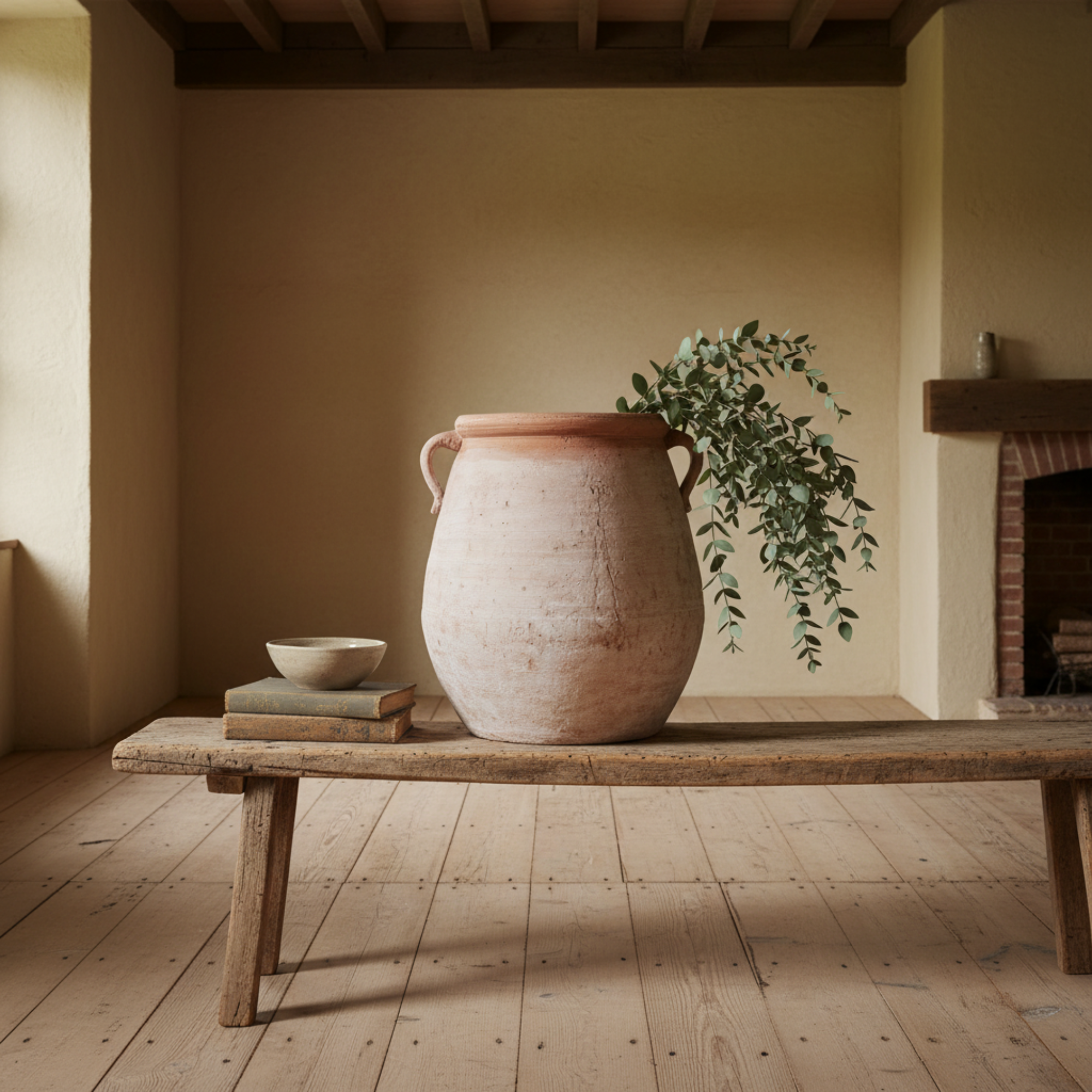 Whitewashed Terracotta Urn