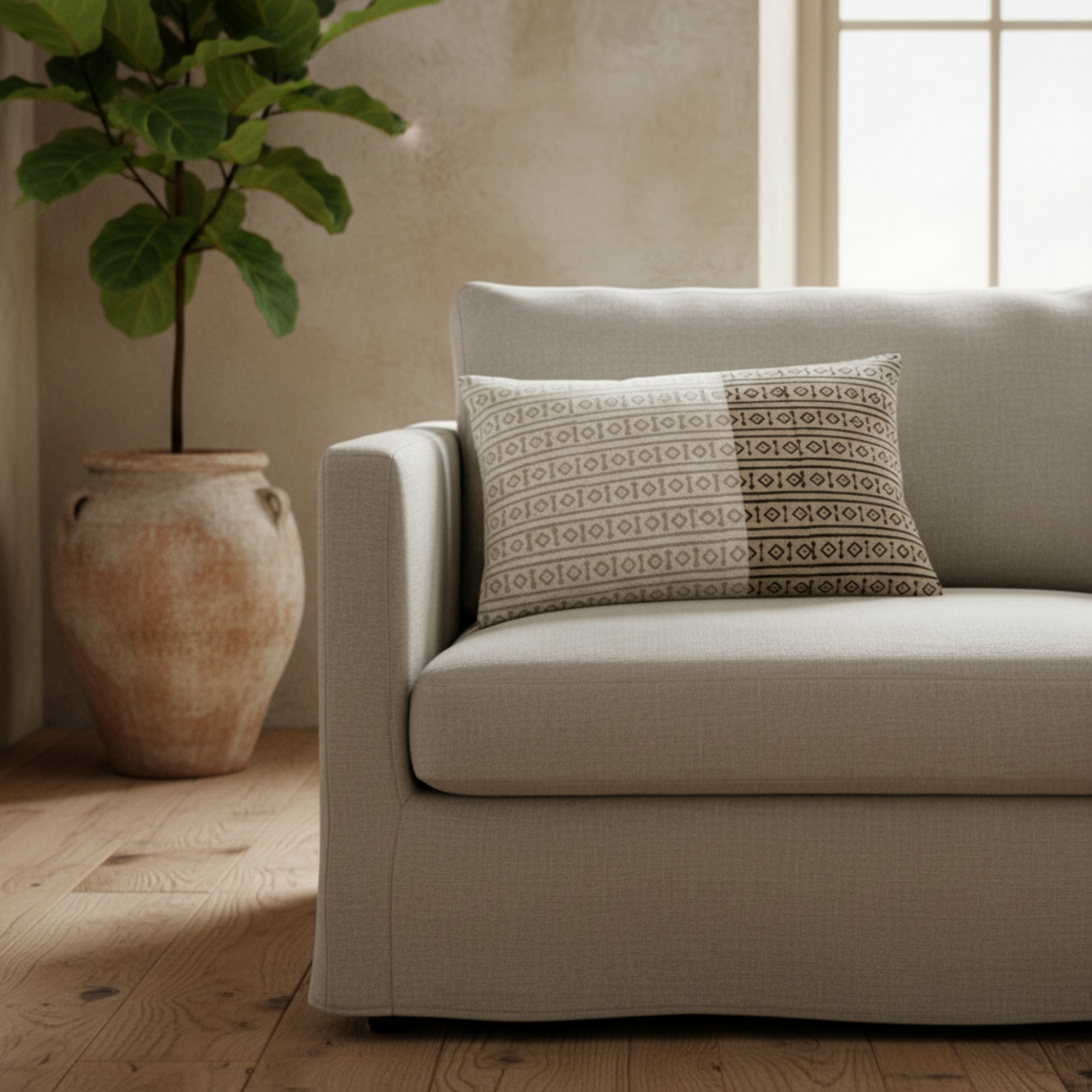 Misa White Band Pillow