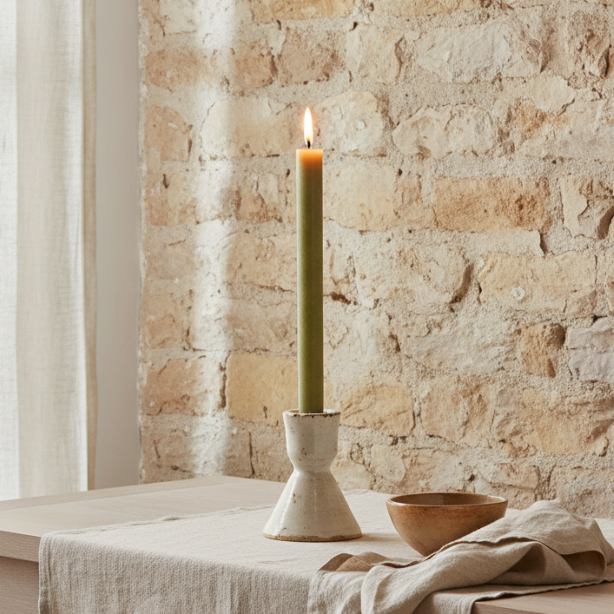 Unscented Taper Candle Green 10" | Powder Finish