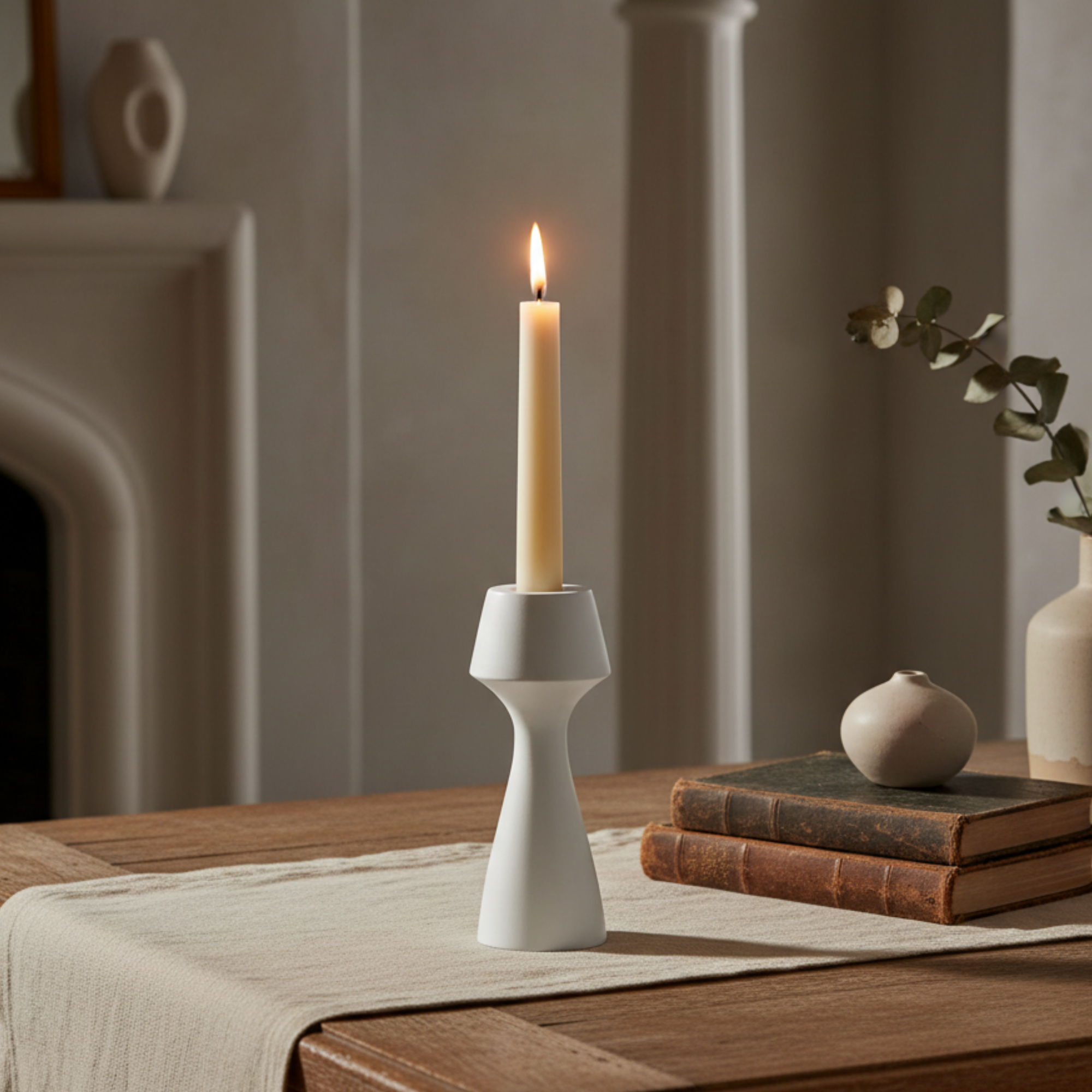 Moda Matte White Taper Candle Holder