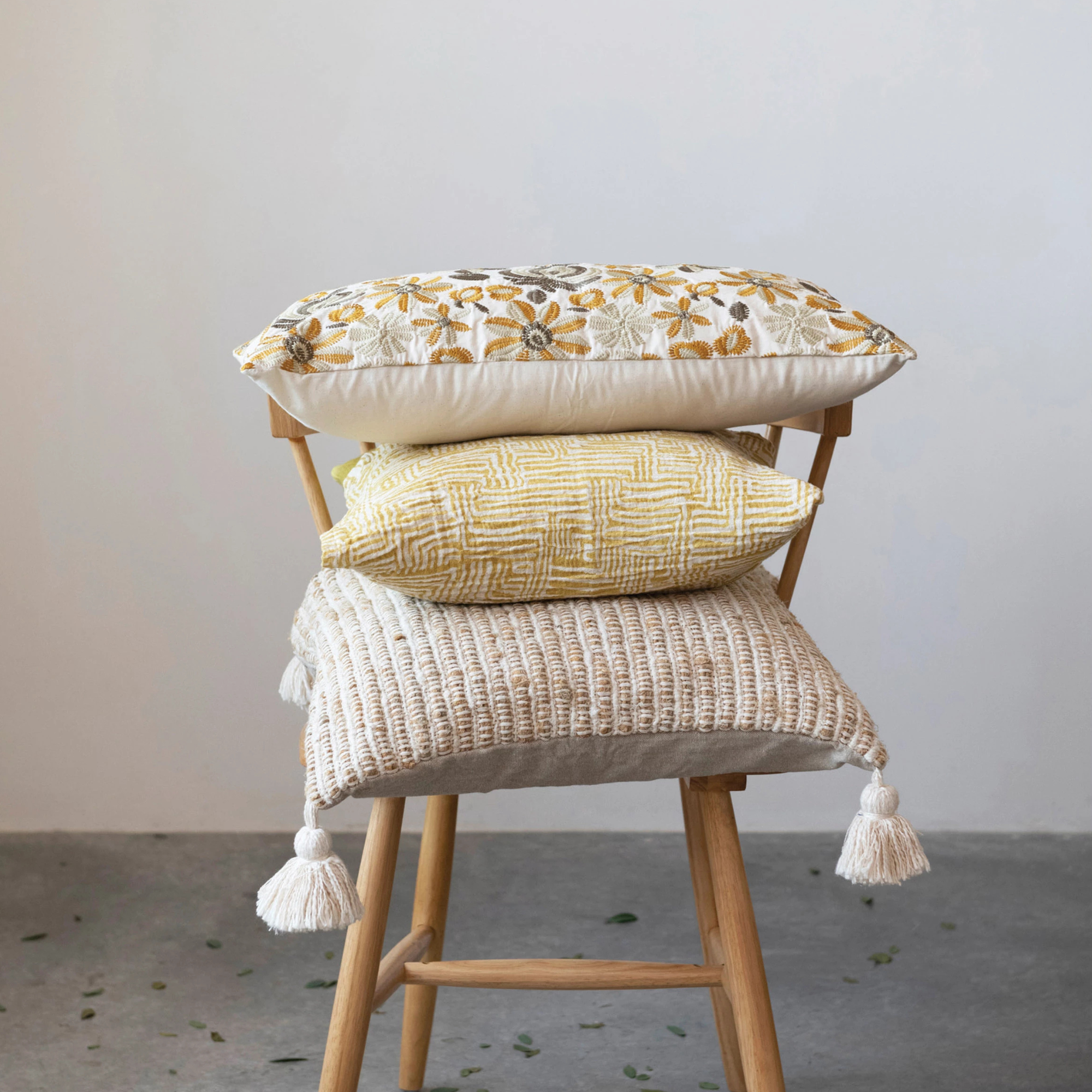 Kuba Cloth Pattern Pillow | Mustard & Cream
