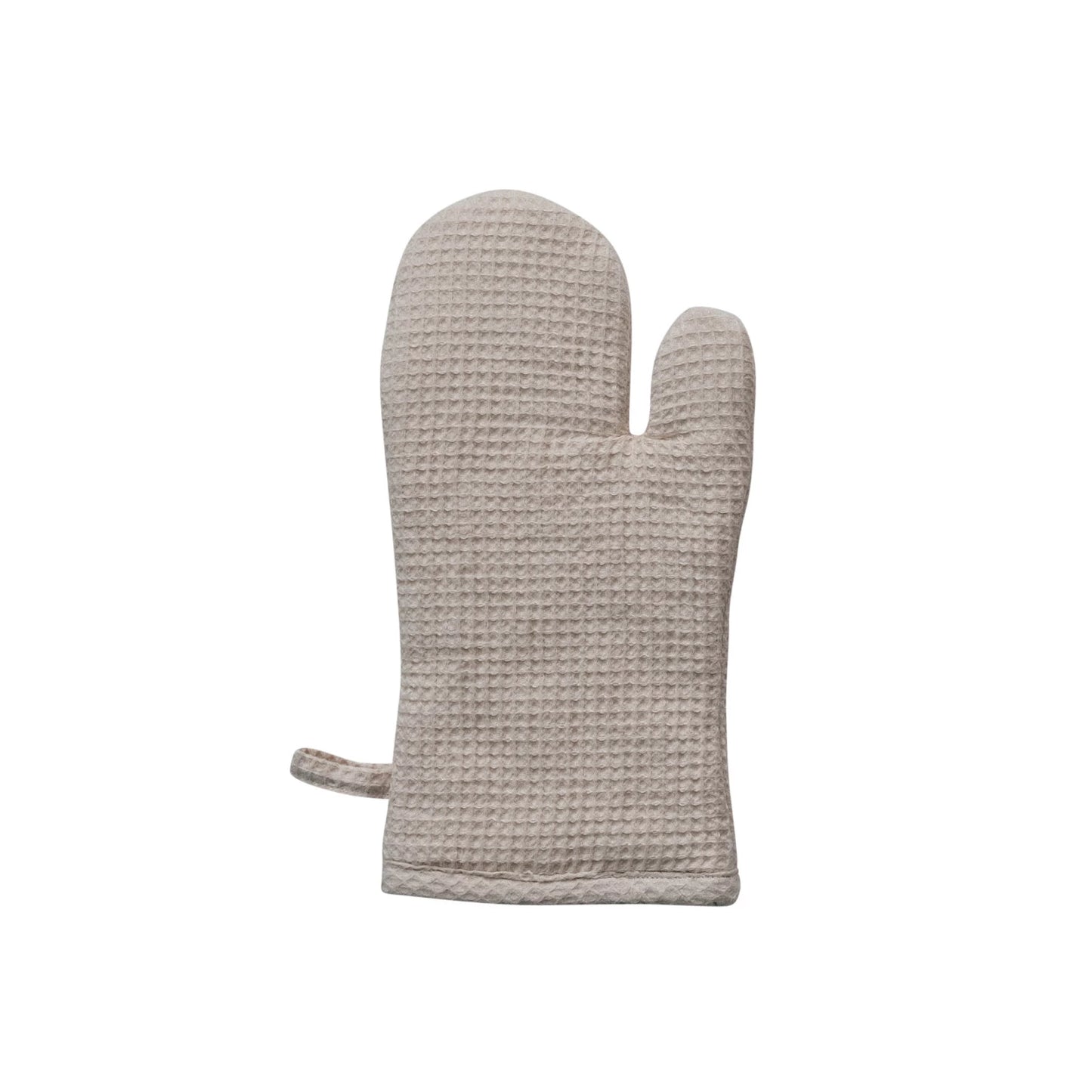 Woven Linen & Cotton Waffle Hot Mitt | Cream