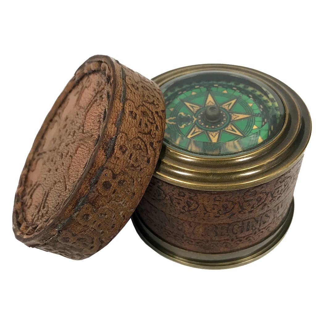 Brass Compass in Leather Case