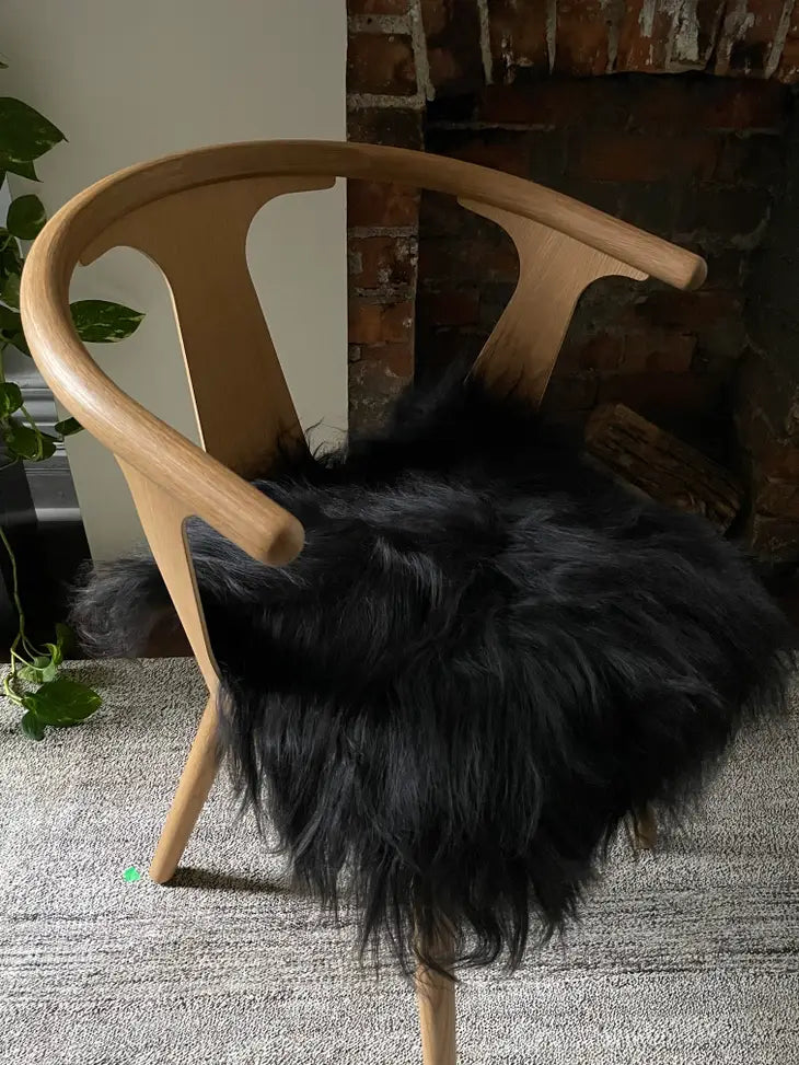 Black Icelandic Sheepskin Chair Pad