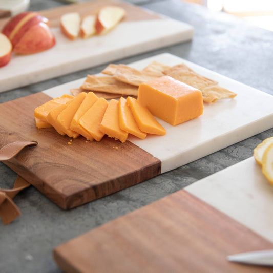 White Marble & Wood Cutting Board