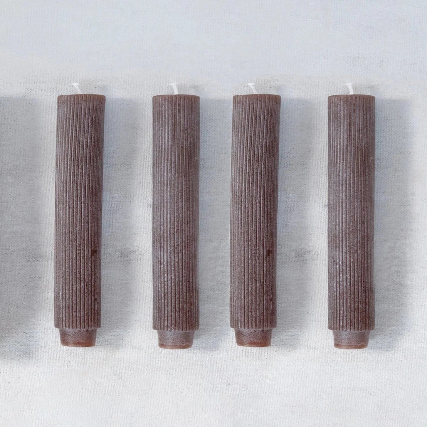 Unscented Pleated Taper Candle | Leather